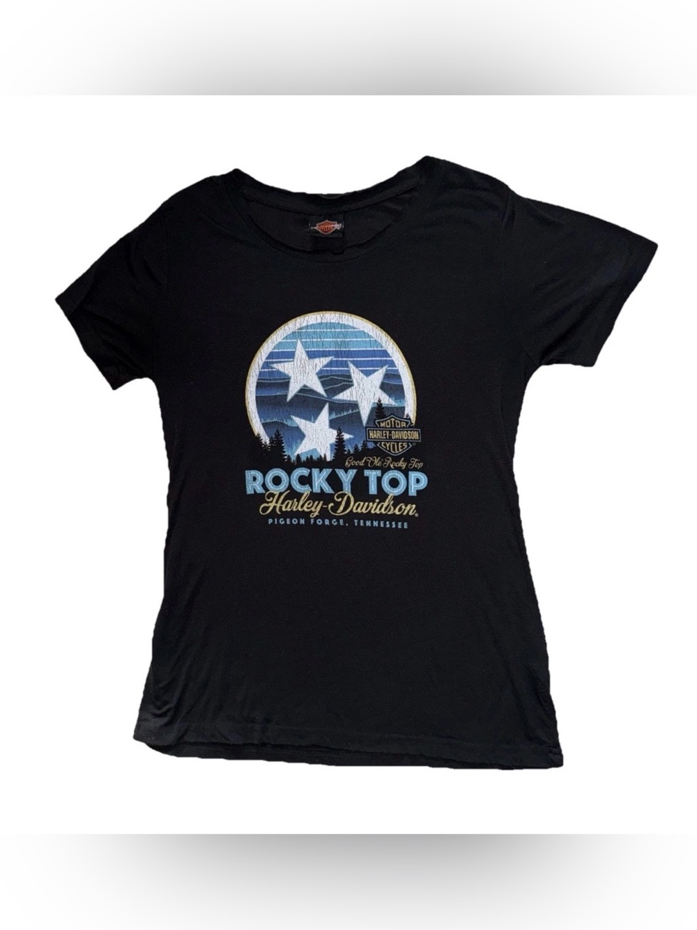 Harley-Davidson Women's Short Sleeve T-Shirt Old Rock Top Size Small Black